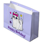 Maltees met Bow en Stars Happy Birthday Groot Cadeauzakje (Voorkant Gekanteld)