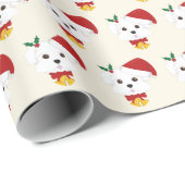 Maltees met Kerstmis met een kerstfeest van het ke Cadeaupapier (Rol Hoek)