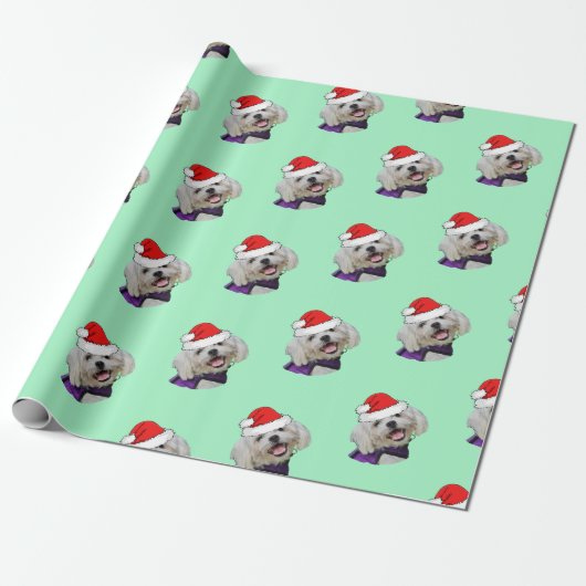 Maltees met Santa Hat Cadeaupapier (Uitgerold)