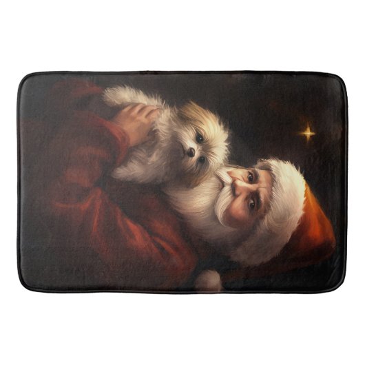Maltees met sinterklaas feestelijke kerst badmat (Voorkant)