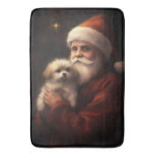 Maltees met sinterklaas feestelijke kerst badmat (Voorkant Verticaal)