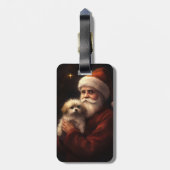 Maltees met sinterklaas feestelijke kerst bagagelabel (Achterkant verticaal)
