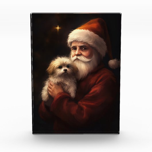 Maltees met sinterklaas feestelijke kerst fotoblokken (Voorkant)