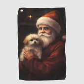 Maltees met sinterklaas feestelijke kerst golfhanddoek (Voorkant)