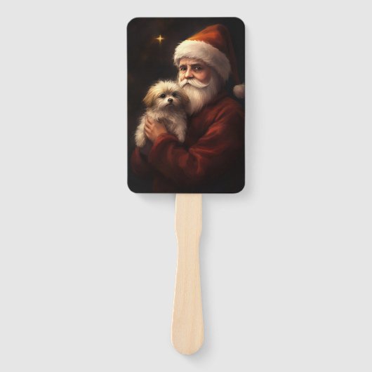 Maltees met sinterklaas feestelijke kerst handwaaier (Voorkant)