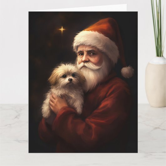 Maltees met sinterklaas feestelijke kerst kaart (Voorkant)