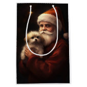 Maltees met sinterklaas feestelijke kerst medium cadeauzakje (Voorkant)