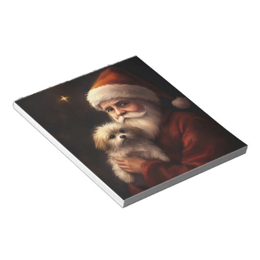 Maltees met sinterklaas feestelijke kerst notitieblok (Schuin)