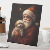 Maltees met sinterklaas feestelijke kerst reclamebord met voetstuk (Insitu)