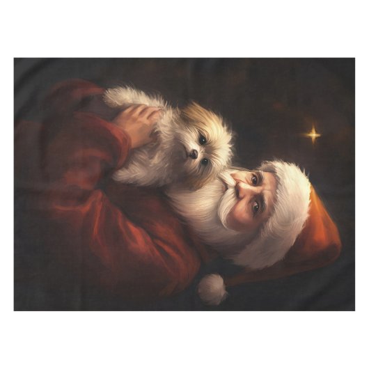 Maltees met sinterklaas feestelijke kerst tafelkleed (Voorkant (Horizontaal))