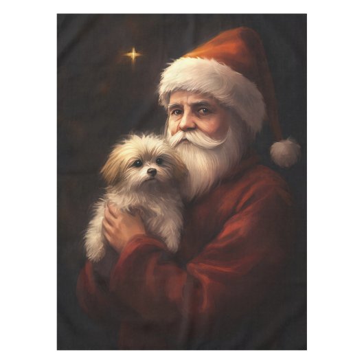 Maltees met sinterklaas feestelijke kerst tafelkleed (Voorkant)