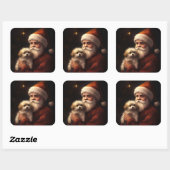 Maltees met sinterklaas feestelijke kerst vierkante sticker (Vel)