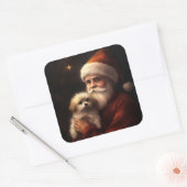 Maltees met sinterklaas feestelijke kerst vierkante sticker (Envelop)