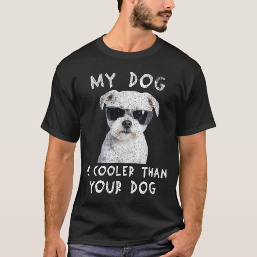 Maltees Mijn hond is cooler dan je hond grappig T-shirt (Voorkant)