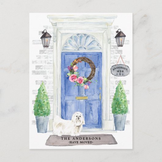 Maltees Moving Announcement Briefkaart (Voorkant)