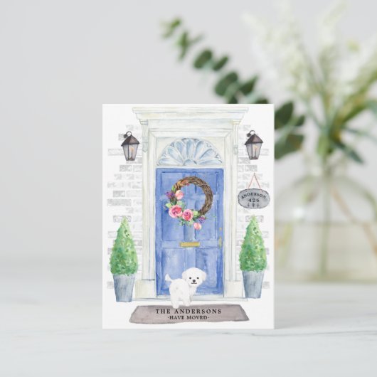 Maltees Moving Announcement Briefkaart (Staand voorkant)