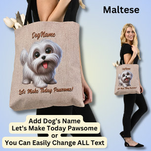 Maltees - Naam van hond toevoegen, tekst wijzigen Tote Bag