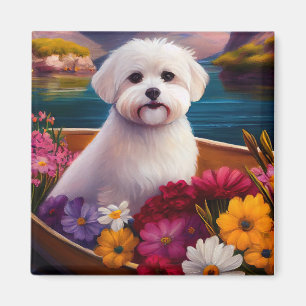 Maltees op een peddel: Een Schilderachtig avontuur Magneet