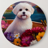 Maltees op een peddel: Een Schilderachtig avontuur Ronde Button 6,0 Cm (Voorkant)