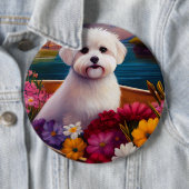 Maltees op een peddel: Een Schilderachtig avontuur Ronde Button 6,0 Cm (In situ)