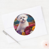 Maltees op een peddel: Een Schilderachtig avontuur Ronde Sticker (Envelop)