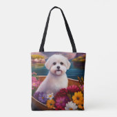 Maltees op een peddel: Een Schilderachtig avontuur Tote Bag (Achterkant)