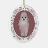 Maltees op Mauve Keramisch Ornament (Rechts)