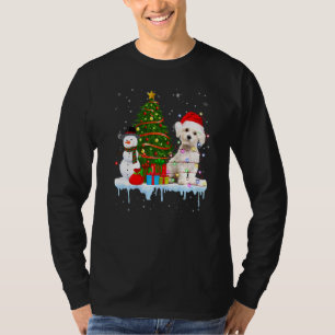 Maltees Pet van het Dog Costume Santa Licht in sne T-shirt