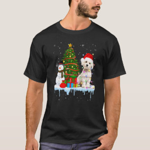 Maltees Pet van het Dog Costume Santa Licht in sne T-shirt