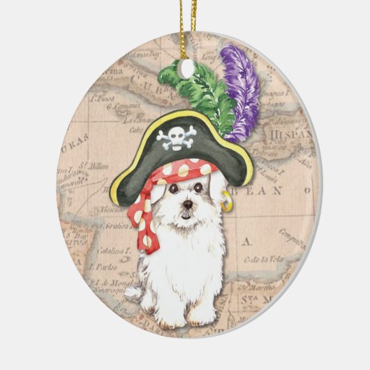 Maltees Pirate Keramisch Ornament (Links)