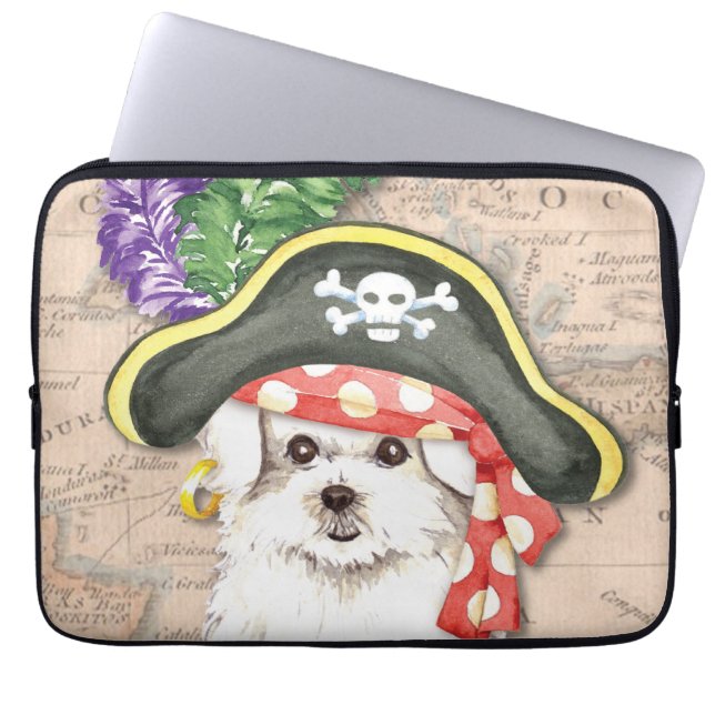 Maltees Pirate Laptop Sleeve (Voorkant)