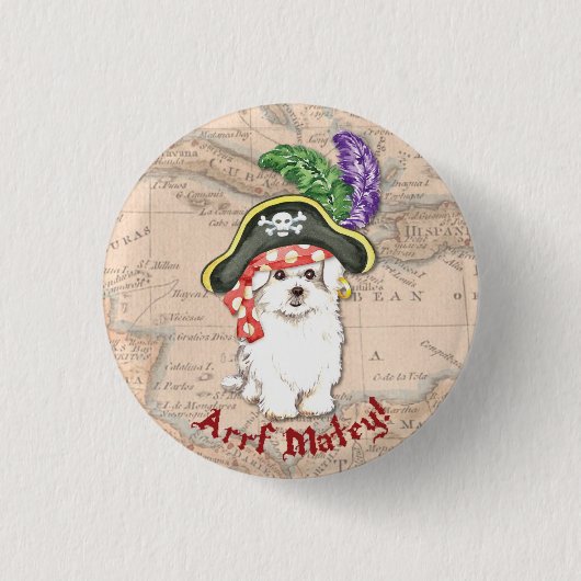 Maltees Pirate Ronde Button 3,2 Cm (Voorkant)