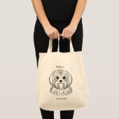 Maltees portret zwarte lijn illustratie tote bag (Voorkant (product))