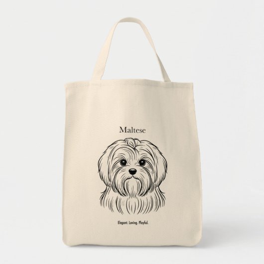 Maltees portret zwarte lijn illustratie tote bag (Voorkant)