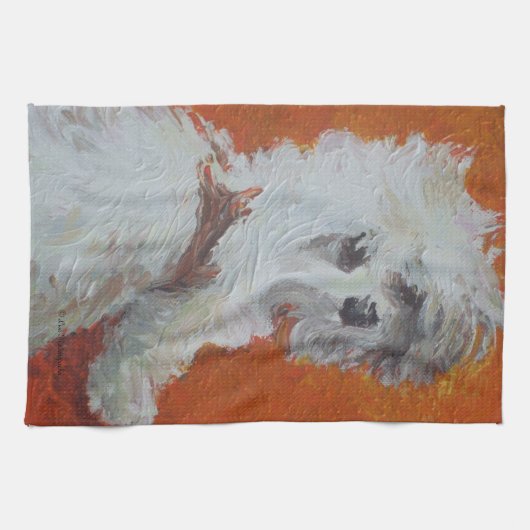 Maltees Puppy Hand Towel Theedoek (Horizontaal)