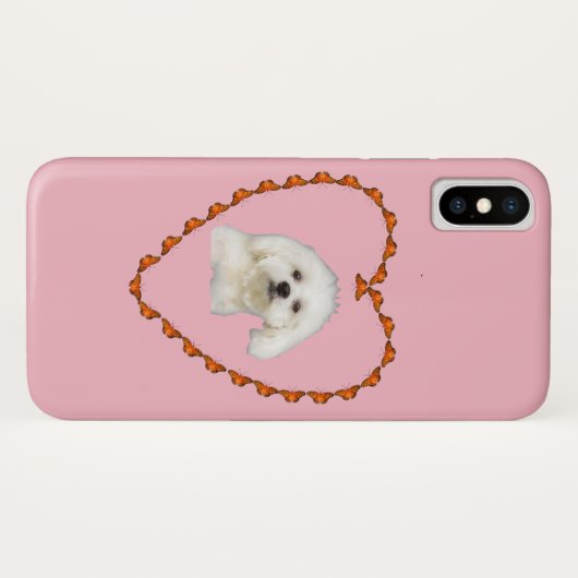 Maltees puppy portret in hartroze Case-Mate iPhone case (Achterkant (horizontaal))