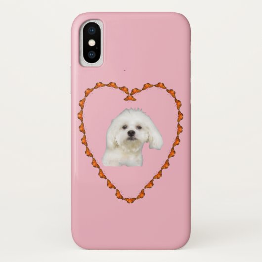 Maltees puppy portret in hartroze Case-Mate iPhone case (Achterkant)