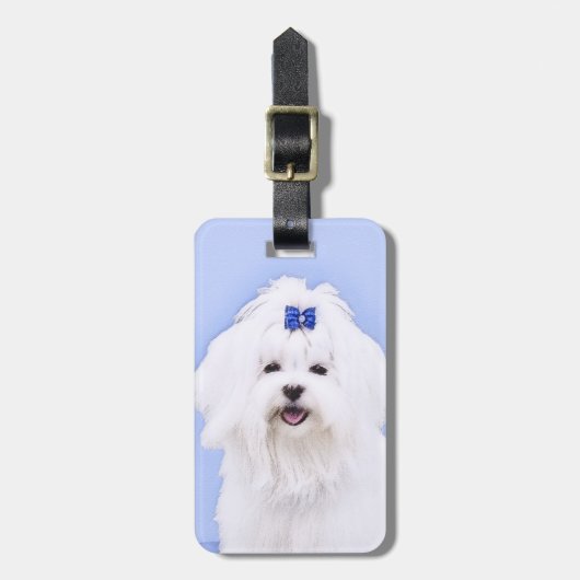 Maltees schilderen - Kute Original Dog Art Bagagelabel (Voorkant verticaal)