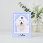 Maltees schilderen - Kute Original Dog Art Briefkaart (Staand voorkant)