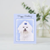 Maltees schilderen - Kute Original Dog Art Briefkaart (Staand voorkant)