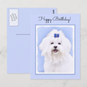 Maltees schilderen - Kute Original Dog Art Briefkaart (Voorkant / Achterkant)