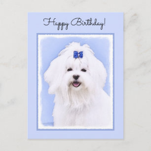 Maltees schilderen - Kute Original Dog Art Briefkaart