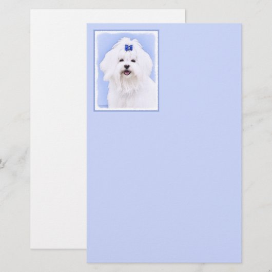 Maltees schilderen - Kute Original Dog Art Briefpapier (Voorkant / Achterkant)