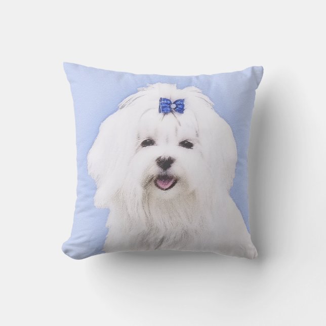Maltees schilderen - Kute Original Dog Art Buitenkussen (Voorkant)