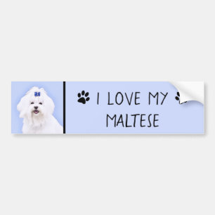 Maltees schilderen - Kute Original Dog Art Bumpersticker