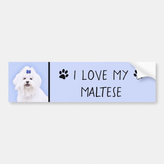 Maltees schilderen - Kute Original Dog Art Bumpersticker (Voorkant)