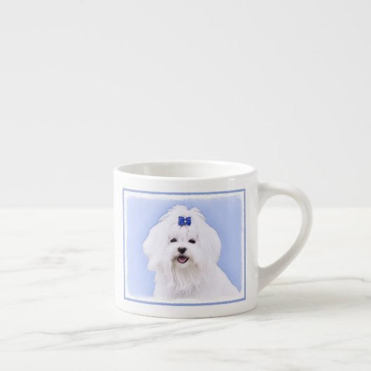 Maltees schilderen - Kute Original Dog Art Espresso Kop (Rechts)