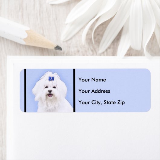 Maltees schilderen - Kute Original Dog Art Etiket (Insitu)