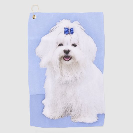 Maltees schilderen - Kute Original Dog Art Golfhanddoek (Voorkant)