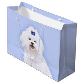 Maltees schilderen - Kute Original Dog Art Groot Cadeauzakje (Voorkant Gekanteld)
